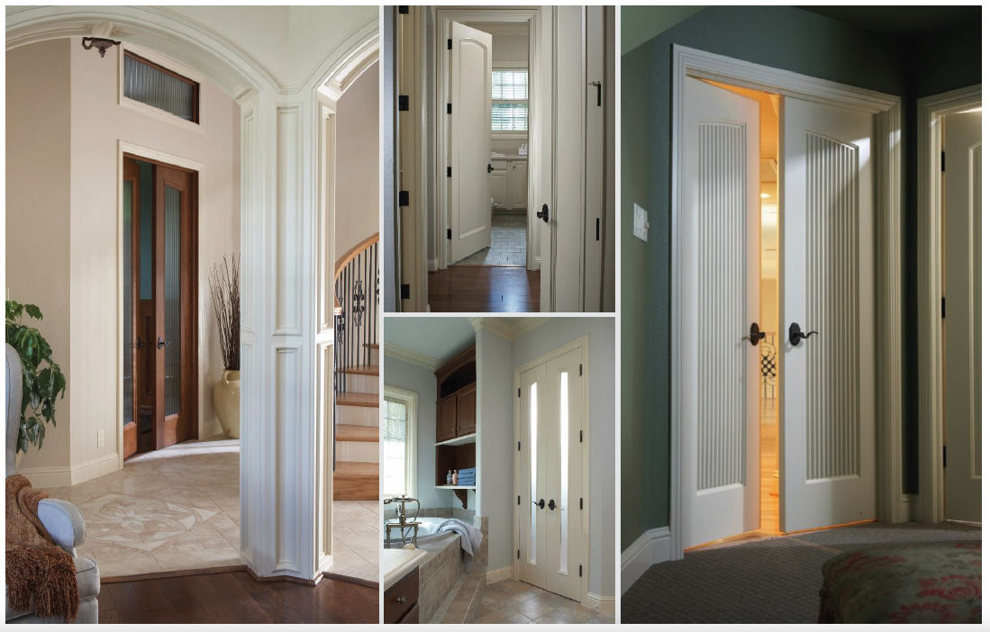 TruStile_interior_group A collage of interior rooms showing Trustile interior doors in each photo.